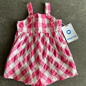 NWT Mayoral 6 Month Pink Gingham Romper